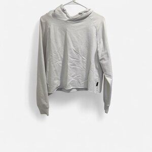 Women's Grey and White Hoodie